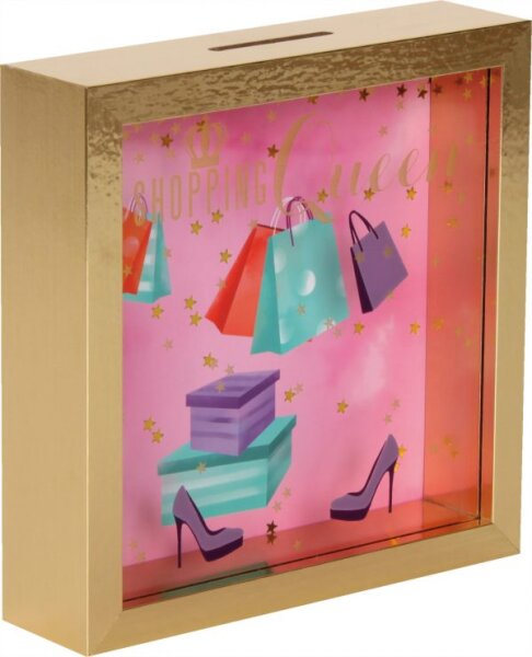 Spardose mit Glasfront Shopping Queen