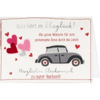Filzkarte Gute Fahrt ins Eheglück