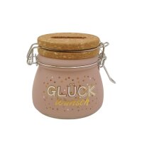 Sparglas MINI "Glück-Wunsch" mit Schloss...