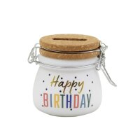 Sparglas MINI "Happy Birthday" mit Schloss und...