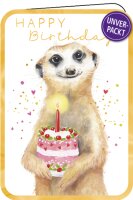 Happy Birthday (Erdmännchen) – Doppelkarte