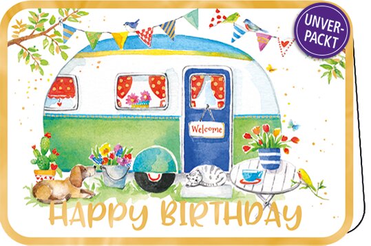 Happy Birthday (Wohnwagen) – Doppelkarte