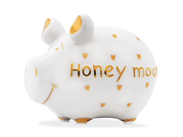 Sparschwein Honeymoon Gold-Edition mit Herzchen