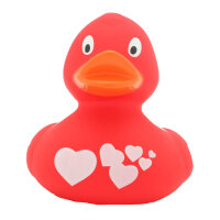 Ente rot mit weißen Herzen –...