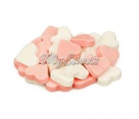 Mini Vruchtenhartjes Roze-Wit Frucht Traubenzucker Herzen