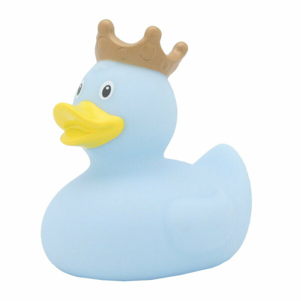 Ente mit Krone hellblau – königliche Badeente mit sanftem Stil