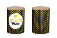 Vorratsdose Schatztruhe schwarz mit goldenen Punkten