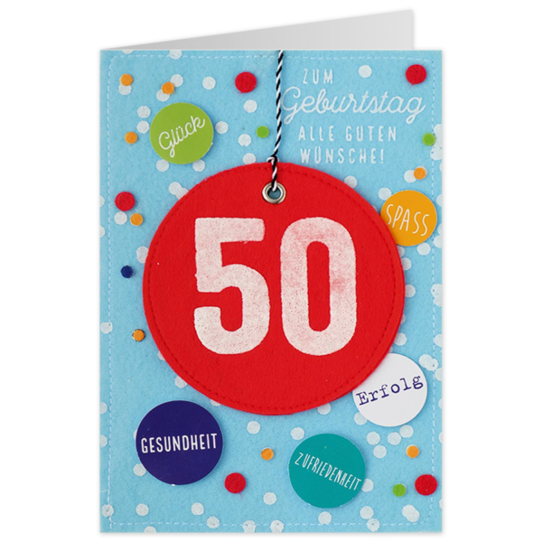 Filzkarte 50 Geburtstag