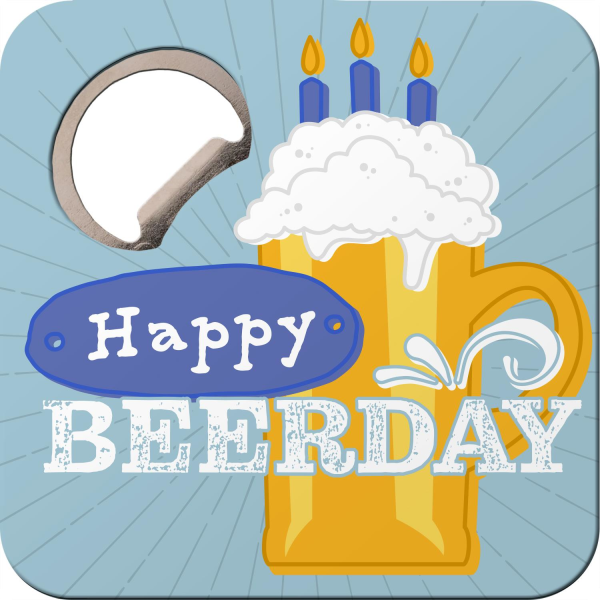 Untersetzer mit Flaschenöffner Happy Beerday