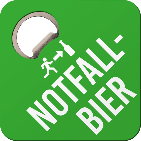 Untersetzer mit Flaschenöffner Notfall Bier