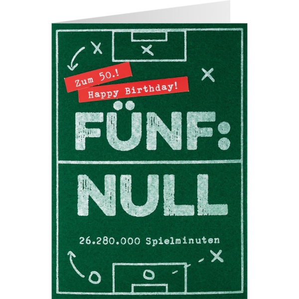 Filzkarte Zum 50.! Happy Birthday Fußball