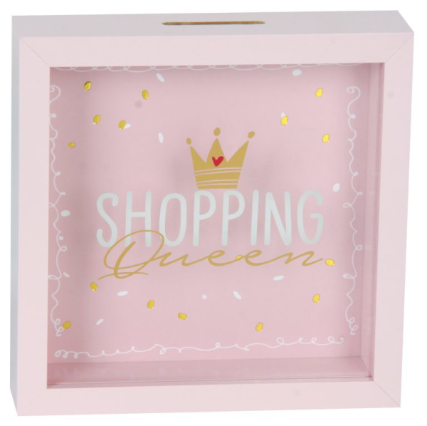 Spardose mit Glasfront Shopping Queen