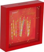 Spardose mit Glasfront Happy Birthday