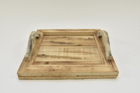 Tablett quadratisch mit Griffen Holz natur
