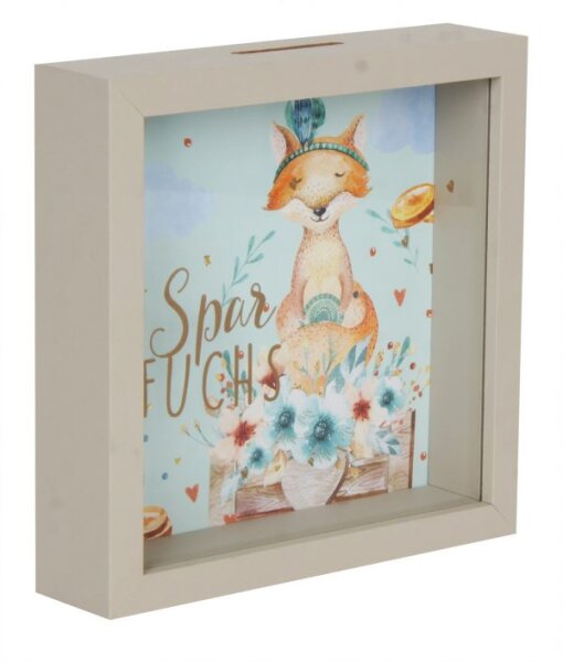 Spardose mit Glasfront Spar Fuchs