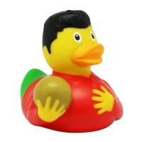 Ente Fußball Star grün – sportliche Badeente mit Teamgeist