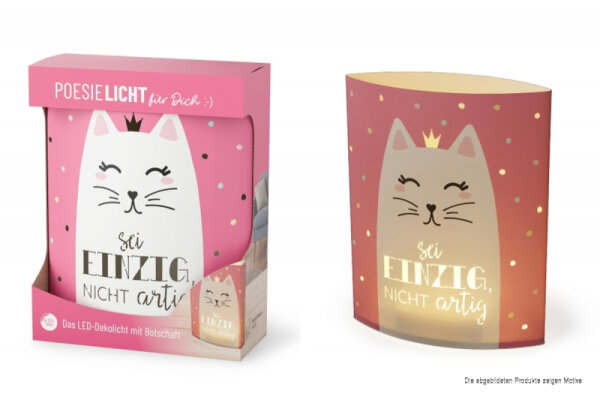 POESIELICHT LED Katze "Sei einzig - nicht artig"