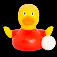 Ente Fußballstar rot – sportliche Badeente...