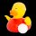 Ente Fußballstar rot – sportliche Badeente mit Torinstinkt